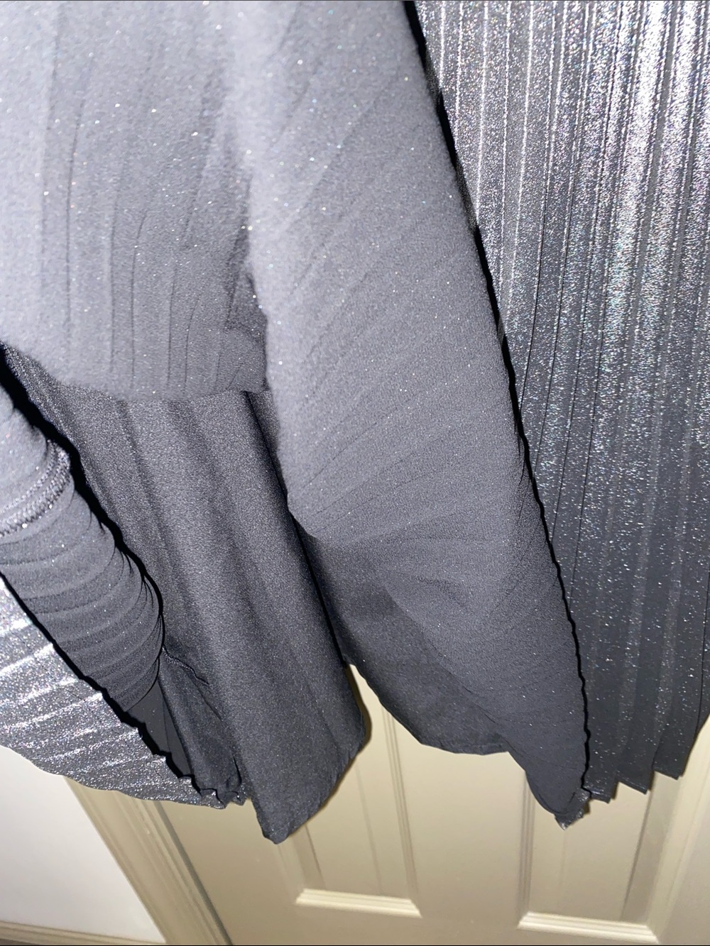 Express shiny gray and black Pleated Spaghetti Strap Mini Dress - Picture 8 of 9
